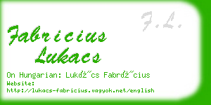 fabricius lukacs business card